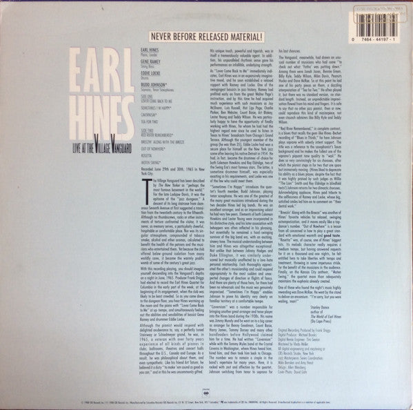Earl Hines – Live At The Village Vanguard LP vinyl record, image 2 of 4