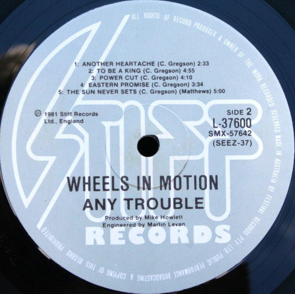 Any Trouble – Wheels In Motion LP vinyl record, image 4 of 4
