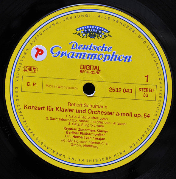Robert Schumann, Edvard Grieg, Berliner Philharmoniker, Krystian Zimerman, Herbert Von Karajan – Klavierkonzerte = Piano Concertos LP vinyl record, image 3 of 4