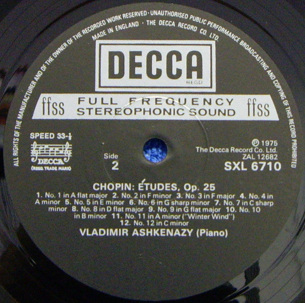 Frédéric Chopin, Vladimir Ashkenazy – Etudes Op. 10 & Op. 25 LP vinyl record, image 4 of 4