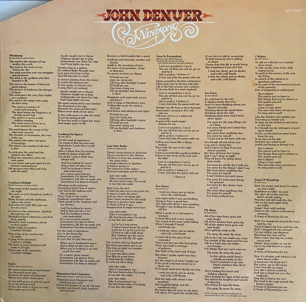 John Denver – Windsong LP vinyl record, image 8 of 9