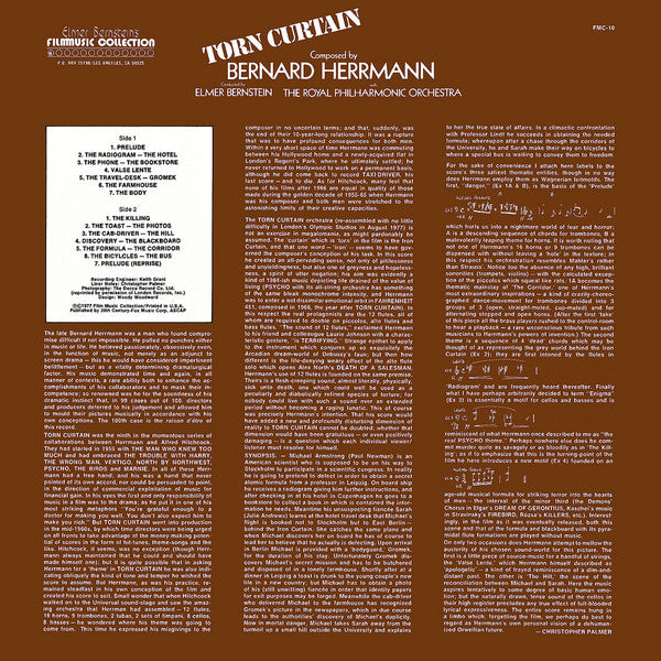 Bernard Herrmann, Elmer Bernstein, The Royal Philharmonic Orchestra – Torn Curtain LP vinyl record, image 2 of 4