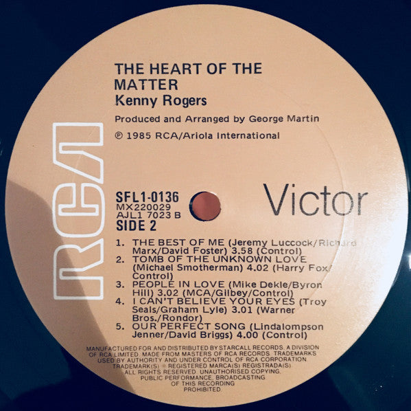 Kenny Rogers – The Heart Of The Matter LP vinyl record, image 6 of 6