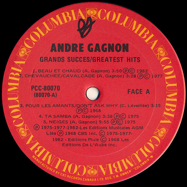 André Gagnon – Grand Succès = Greatest Hits LP vinyl record, image 3 of 6