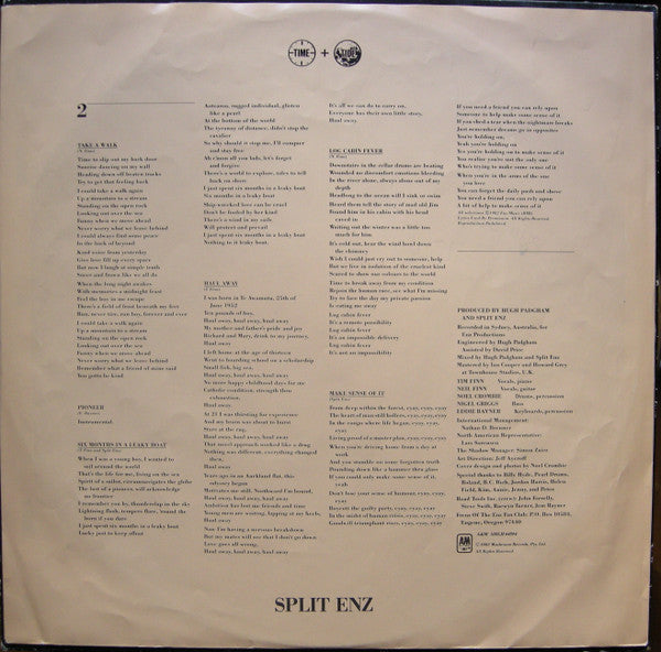 Split Enz – Time And Tide LP vinyl record, image 4 of 6