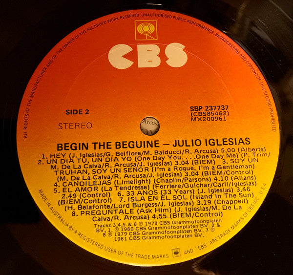 Julio Iglesias – Begin The Beguine LP vinyl record, image 4 of 4