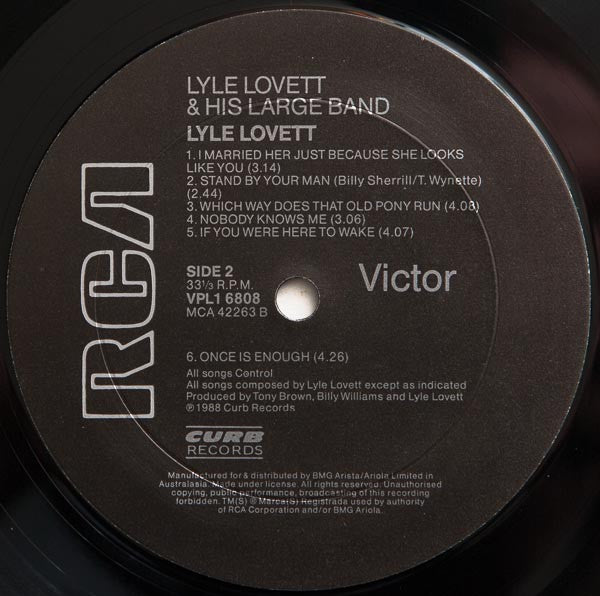 Lyle Lovett And His Large Band – Lyle Lovett And His Large Band LP vinyl record, image 4 of 4