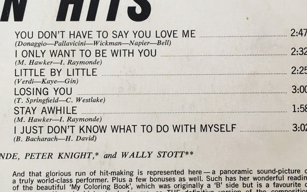 Dusty Springfield – Dusty Springfield's Golden Hits LP vinyl record, image 8 of 8