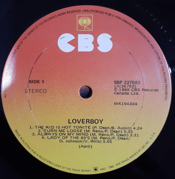 Loverboy – Loverboy LP vinyl record, image 3 of 4