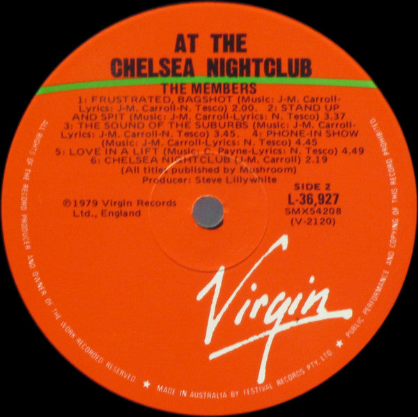 The Members – At The Chelsea Nightclub LP vinyl record, image 4 of 4