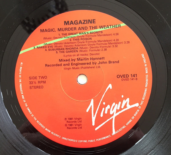 Magazine – Magic, Murder And The Weather LP vinyl record, image 4 of 4
