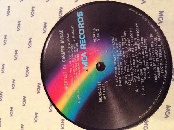 Carmen McRae – The Greatest Of Carmen McRae (2xLP) LP vinyl record, image 8 of 9