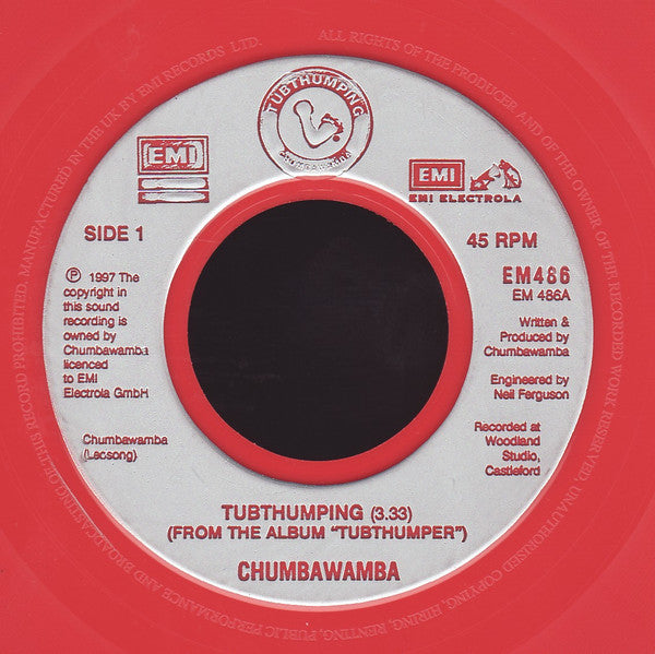 Chumbawamba – Tubthumping 7" vinyl record, image 3 of 4