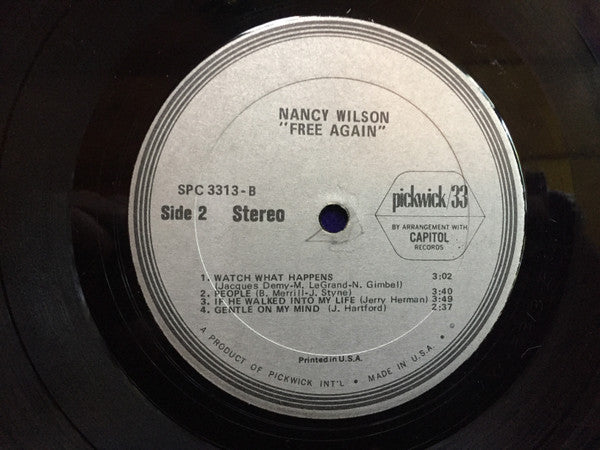 Nancy Wilson – Free Again LP vinyl record, image 5 of 5