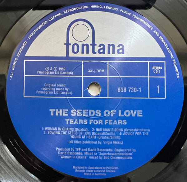 Tears For Fears – The Seeds Of Love LP vinyl record, image 3 of 6