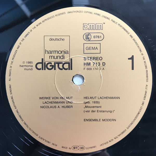Ensemble Modern, Peter Eötvös, Nicolaus A. Huber, Helmut Lachenmann – Sechs Bagatellen / Mouvement (- Vor Der Erstarrung) LP vinyl record, image 5 of 6