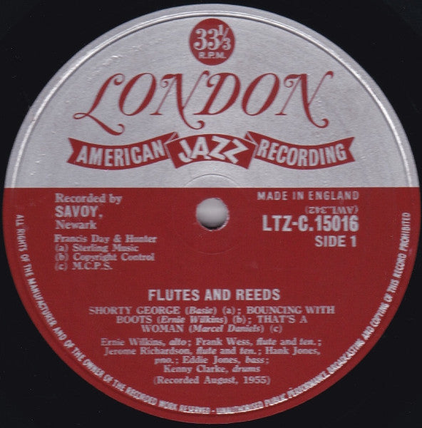 Ernie Wilkins, Frank Wess, Jerome Richardson, Hank Jones, Eddie Jones, Kenny Clarke – Flutes And Reeds LP vinyl record, image 3 of 4