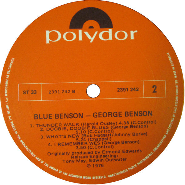 George Benson – Blue Benson LP vinyl record, image 4 of 4