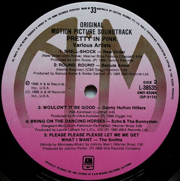 Various – Pretty In Pink (Original Motion Picture Soundtrack) LP vinyl record, image 4 of 4