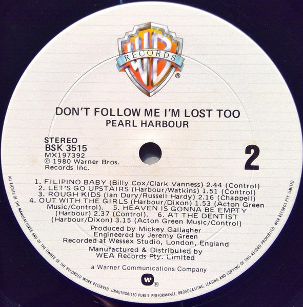 Pearl Harbour – Don't Follow Me, I'm Lost Too LP vinyl record, image 4 of 4
