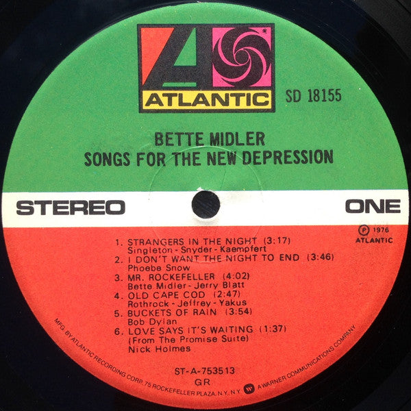 Bette Midler – Songs For The New Depression LP vinyl record, image 3 of 6