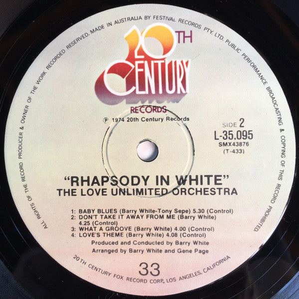 Love Unlimited Orchestra – Rhapsody In White LP vinyl record, image 4 of 4