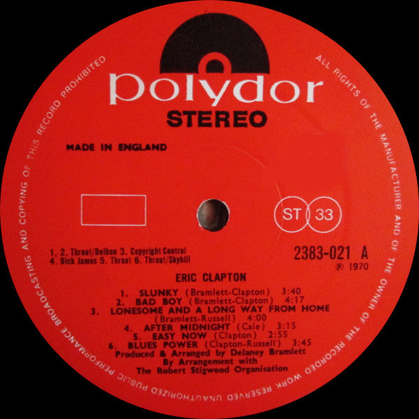 Eric Clapton – Eric Clapton LP vinyl record, image 3 of 6
