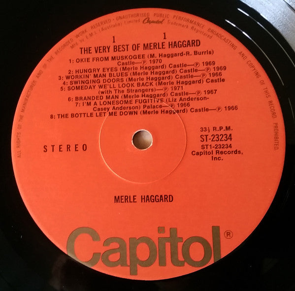 Merle Haggard – The Very Best of Merle Haggard LP vinyl record, image 3 of 4