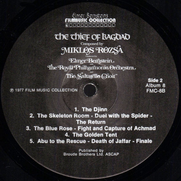 Miklós Rózsa, Elmer Bernstein, The Royal Philharmonic Orchestra, The Saltarello Choir – The Thief Of Bagdad LP vinyl record, image 4 of 4