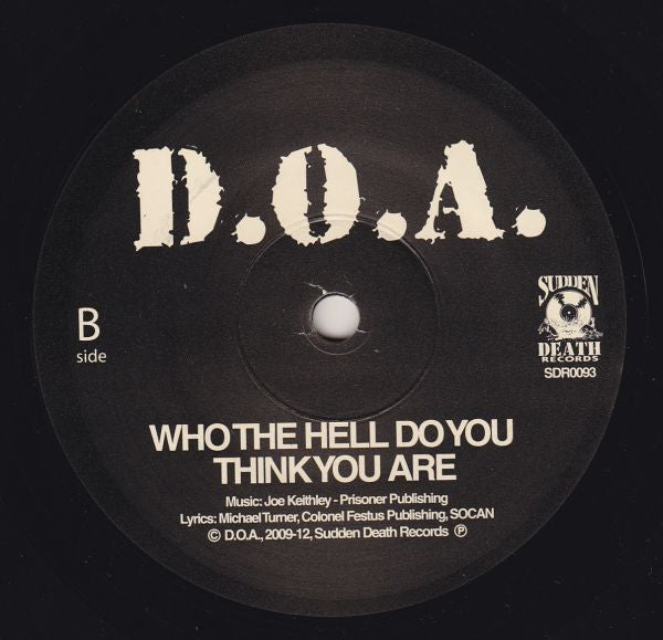 D.O.A. – We Occupy / Who The Hell Do You Think You Are 7" vinyl record, image 4 of 4
