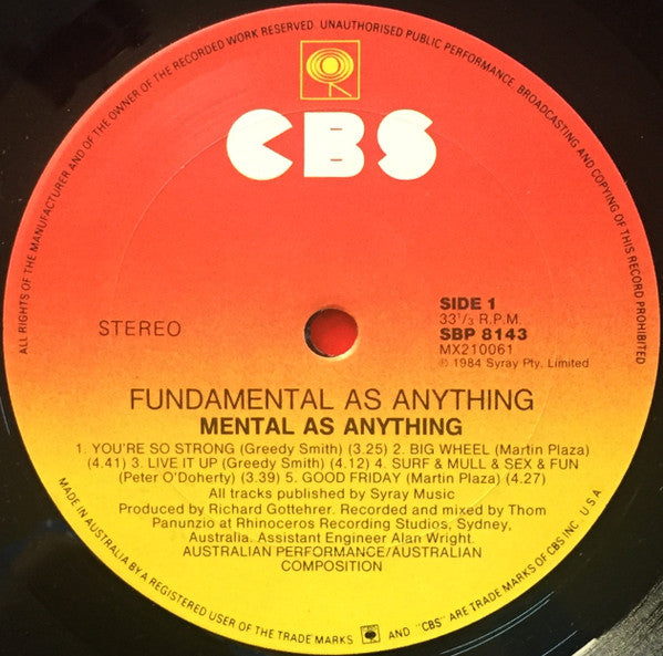 Mental As Anything – Fundamental As Anything LP vinyl record, image 7 of 10