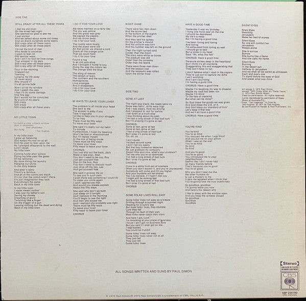 Paul Simon – Still Crazy After All These Years LP vinyl record, image 2 of 6