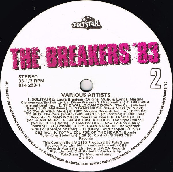 Various – The Breakers '83 LP vinyl record, image 4 of 5