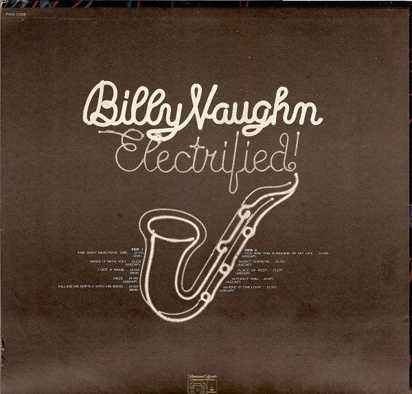 Billy Vaughn – Electrified! LP vinyl record, image 2 of 3