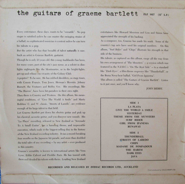 Gray Bartlett – The Guitars Of Graeme Bartlett LP vinyl record, image 2 of 4