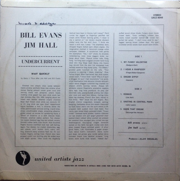 Bill Evans, Jim Hall – Undercurrent LP vinyl record, image 2 of 4