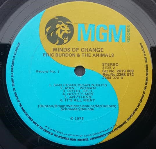 Eric Burdon & The Animals – Winds Of Change / The Twain Shall Meet (2xLP) LP vinyl record, image 4 of 8