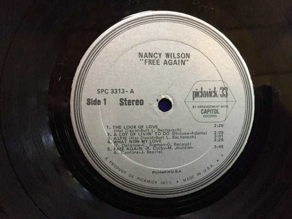 Nancy Wilson – Free Again LP vinyl record, image 4 of 5