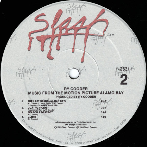 Ry Cooder – Music From The Motion Picture "Alamo Bay" LP vinyl record, image 4 of 4