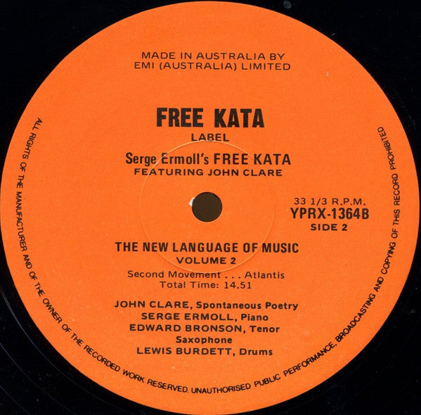 Serge Ermoll's Free Kata – The New Language Of Music, Vol. 2 LP vinyl record, image 4 of 4