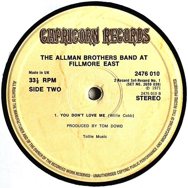 The Allman Brothers Band – The Allman Brothers Band At Fillmore East (2xLP) LP vinyl record, image 6 of 8