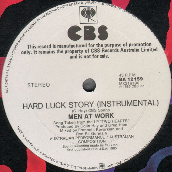 Men At Work – Hard Luck Story (Dance Mix) 12" vinyl record, image 5 of 5