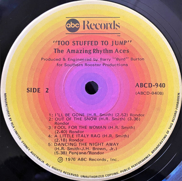 The Amazing Rhythm Aces – Too Stuffed To Jump LP vinyl record, image 5 of 5