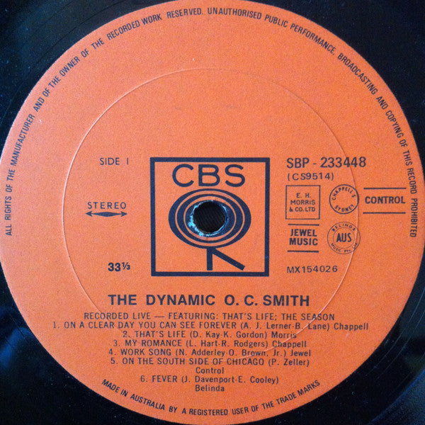 OC Smith – The Dynamic O. C. Smith - Recorded Live LP vinyl record, image 3 of 4