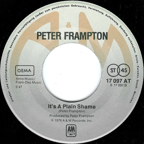 Peter Frampton – Baby I Love Your Way 7" vinyl record, image 3 of 3