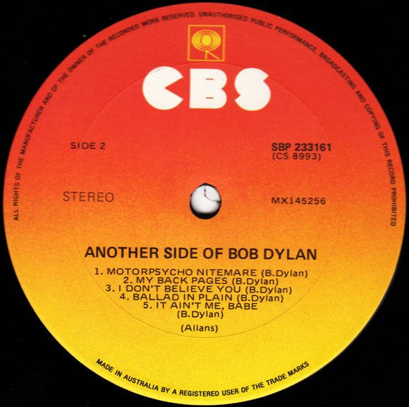 Bob Dylan – Another Side Of Bob Dylan LP vinyl record, image 4 of 4
