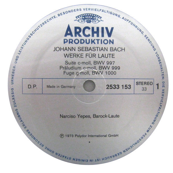Johann Sebastian Bach, Narciso Yepes – Werke Für Laute = Works for Lute = Œuvres Pour Luth (Gesamtaufnahme = Complete Recordings = Intégrale) (2xLP) LP vinyl record, image 8 of 9