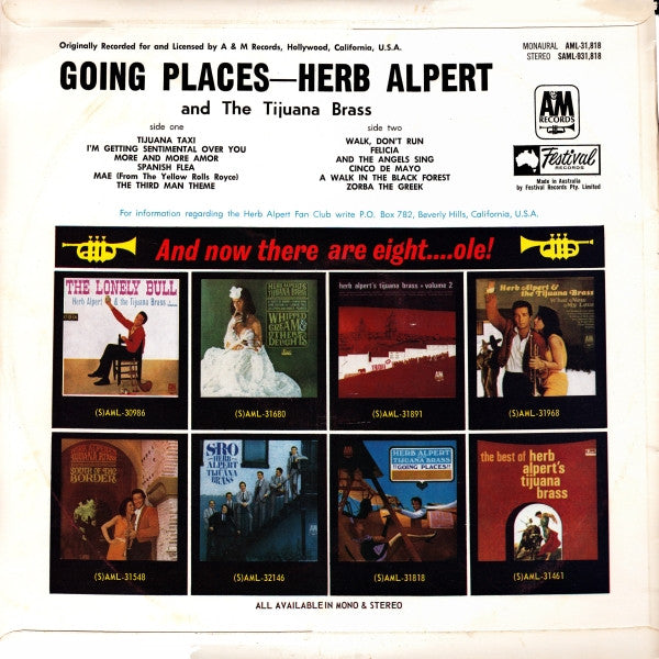 Herb Alpert & The Tijuana Brass – !!Going Places!! LP vinyl record, image 2 of 3