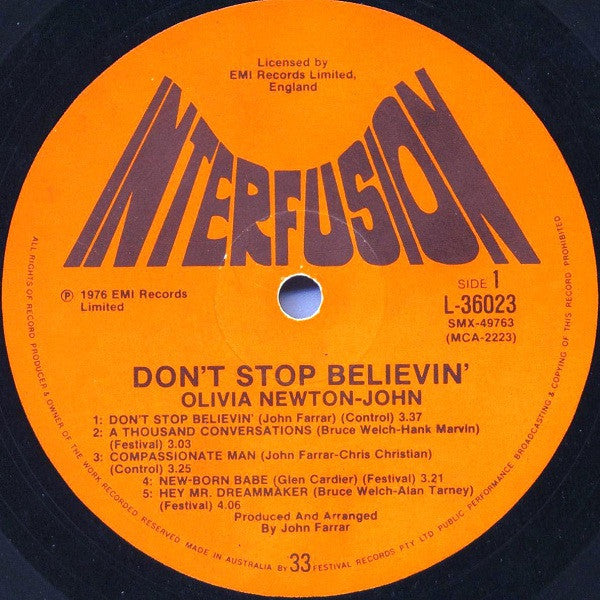 Olivia Newton-John – Don't Stop Believin' LP vinyl record, image 3 of 6