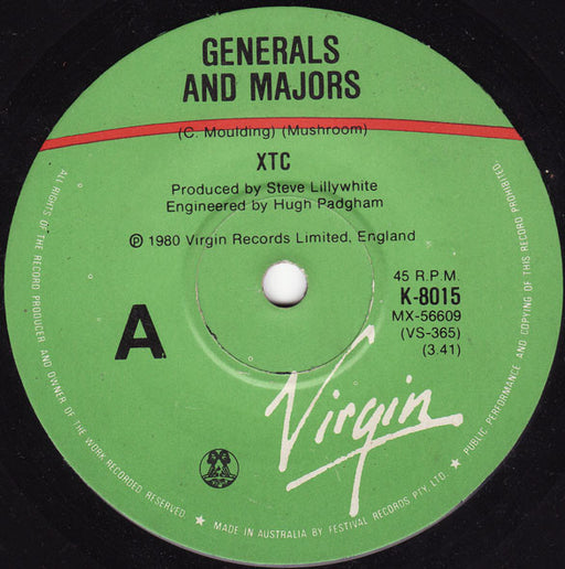 XTC – Generals And Majors 7" vinyl record, image 1 of 4